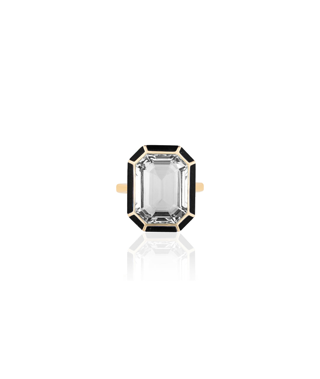 Yellow gold-Rock Crystal with Onyx