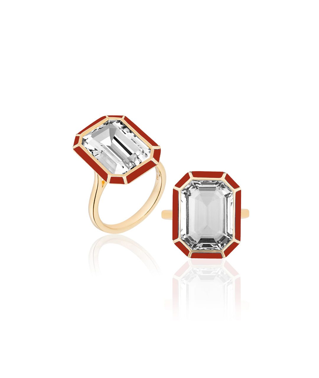 Yellow gold-Rock Crystal with Red Agate