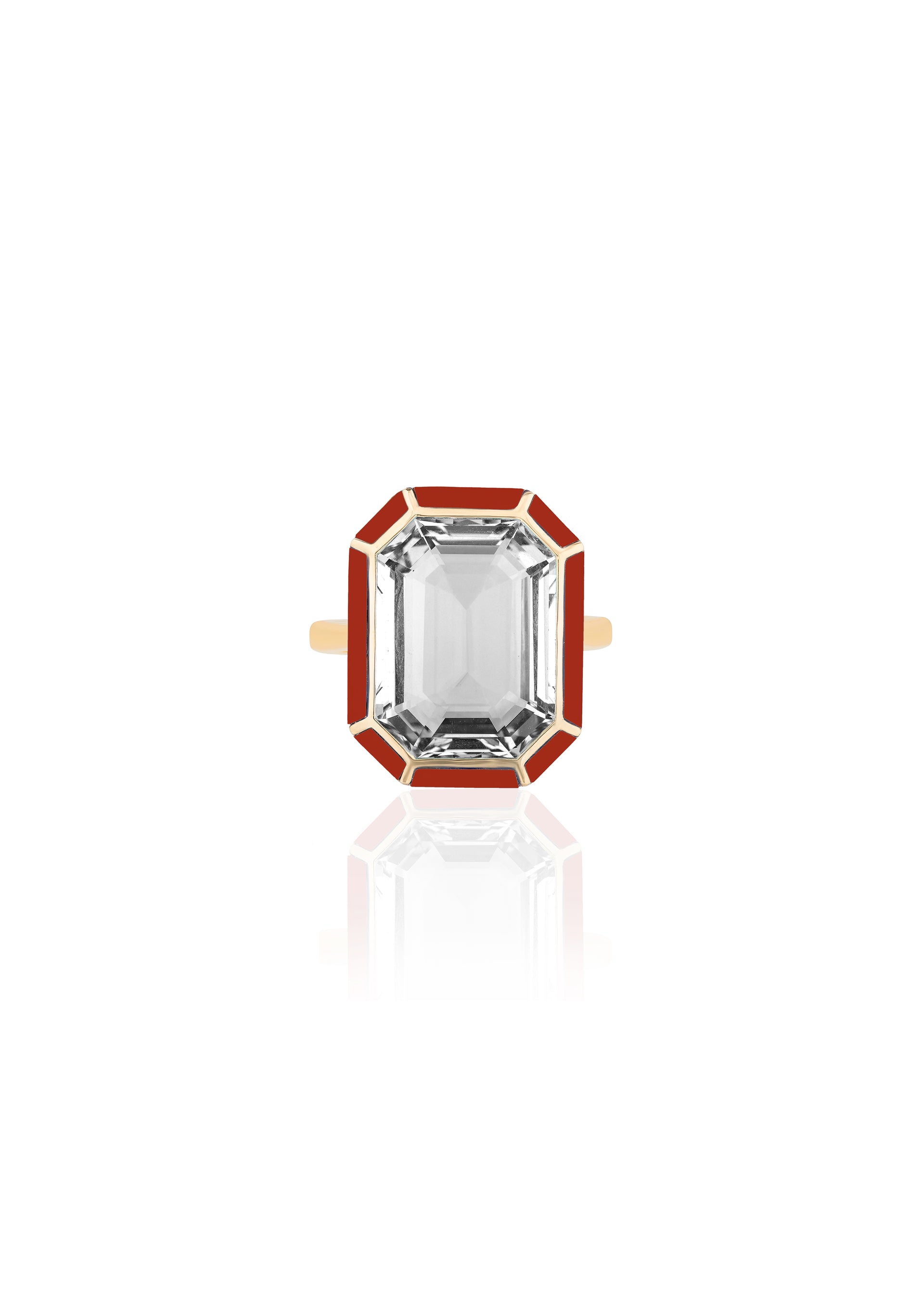 Yellow gold-Rock Crystal with Red Agate