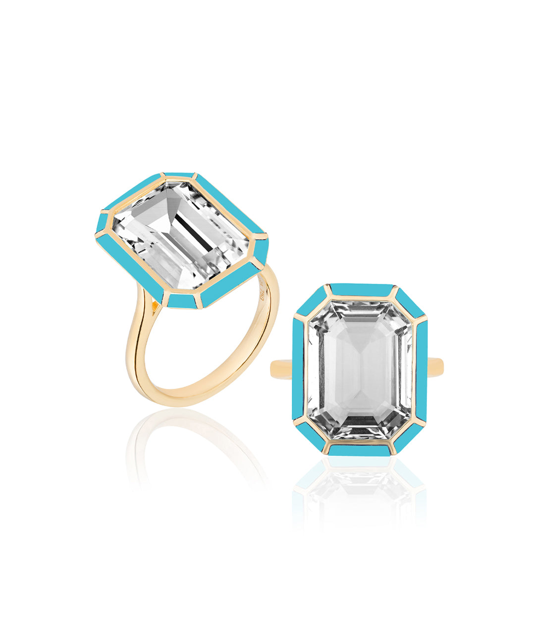 Yellow gold-Rock Crystal with Turquoise