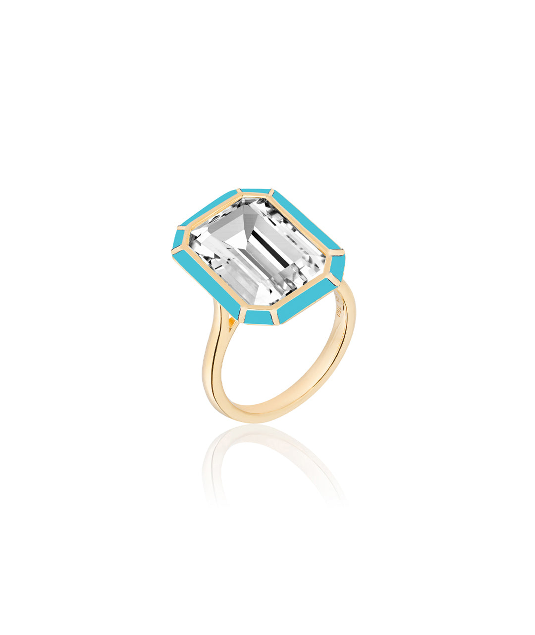 Yellow gold-Rock Crystal with Turquoise