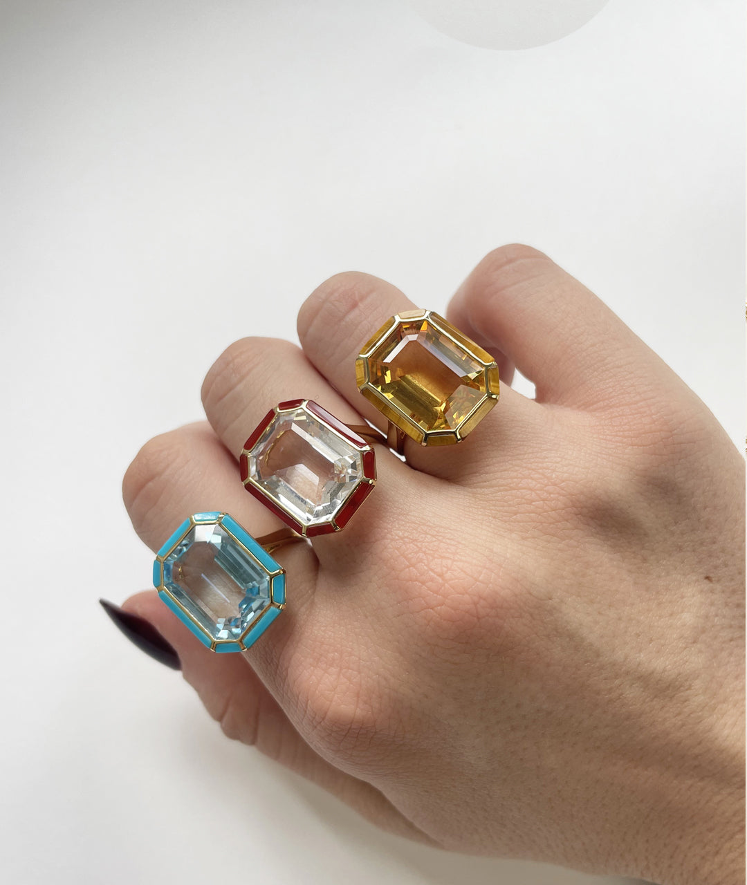 Yellow gold-Rock Crystal with Red Agate