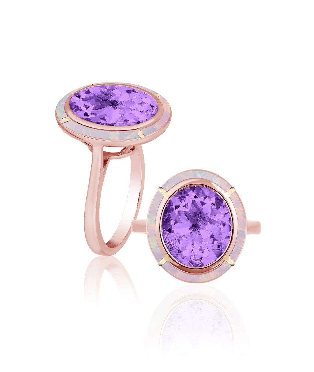Rose gold-Amethyst with Pink Opal