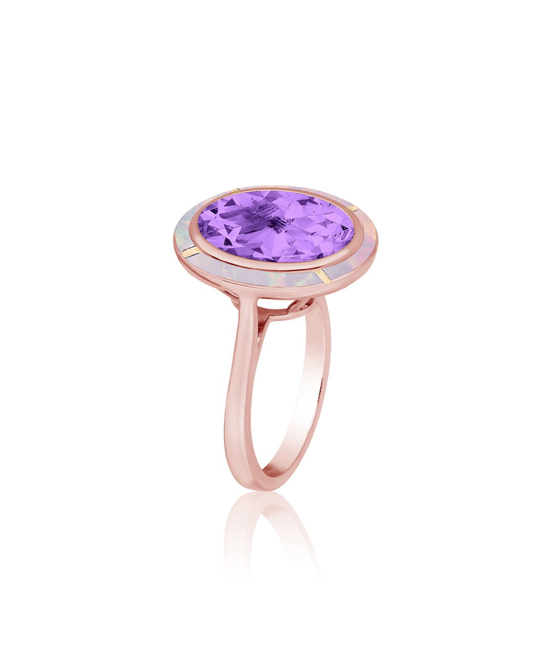 Rose gold-Amethyst with Pink Opal