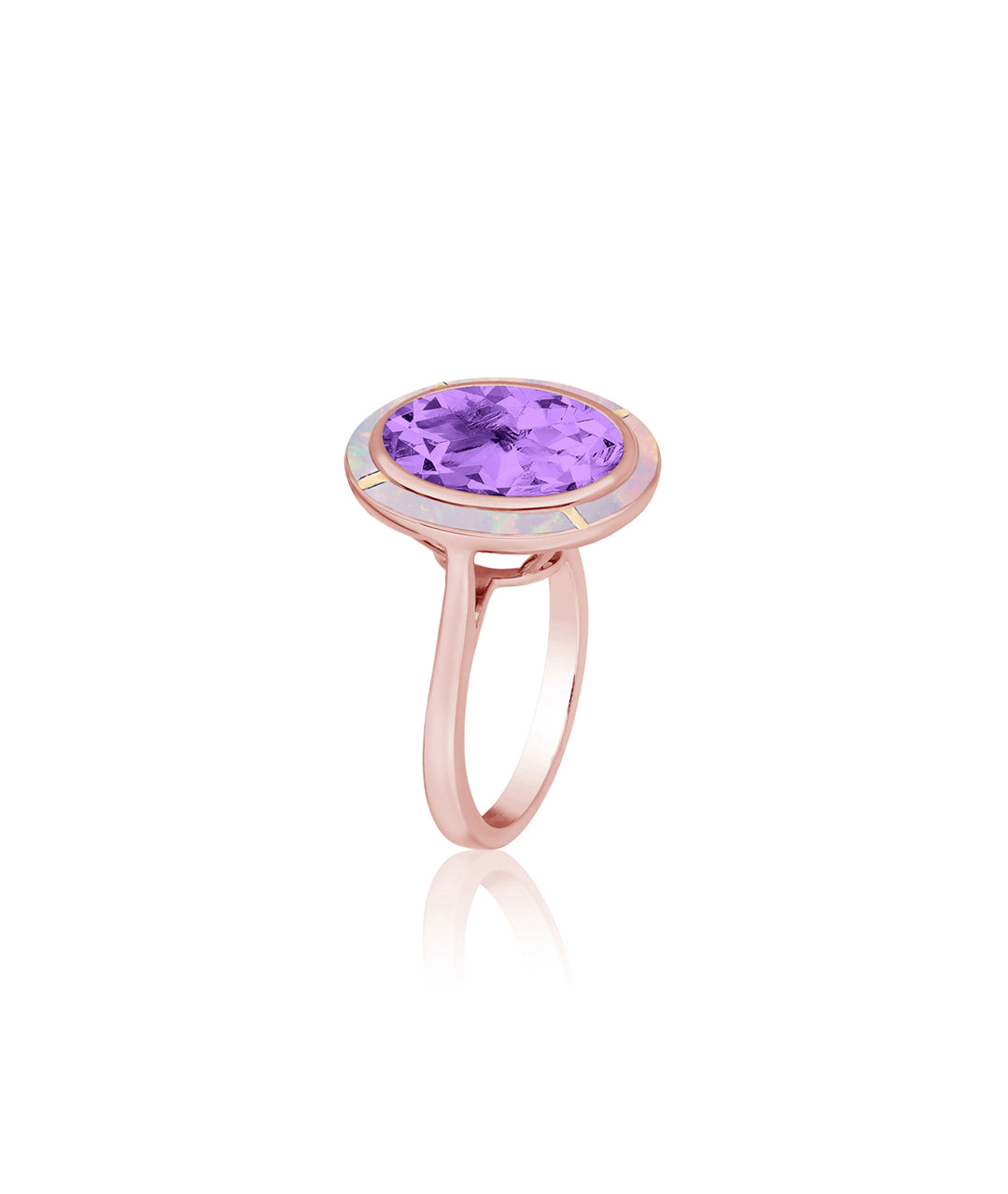 Rose gold-Amethyst with Pink Opal