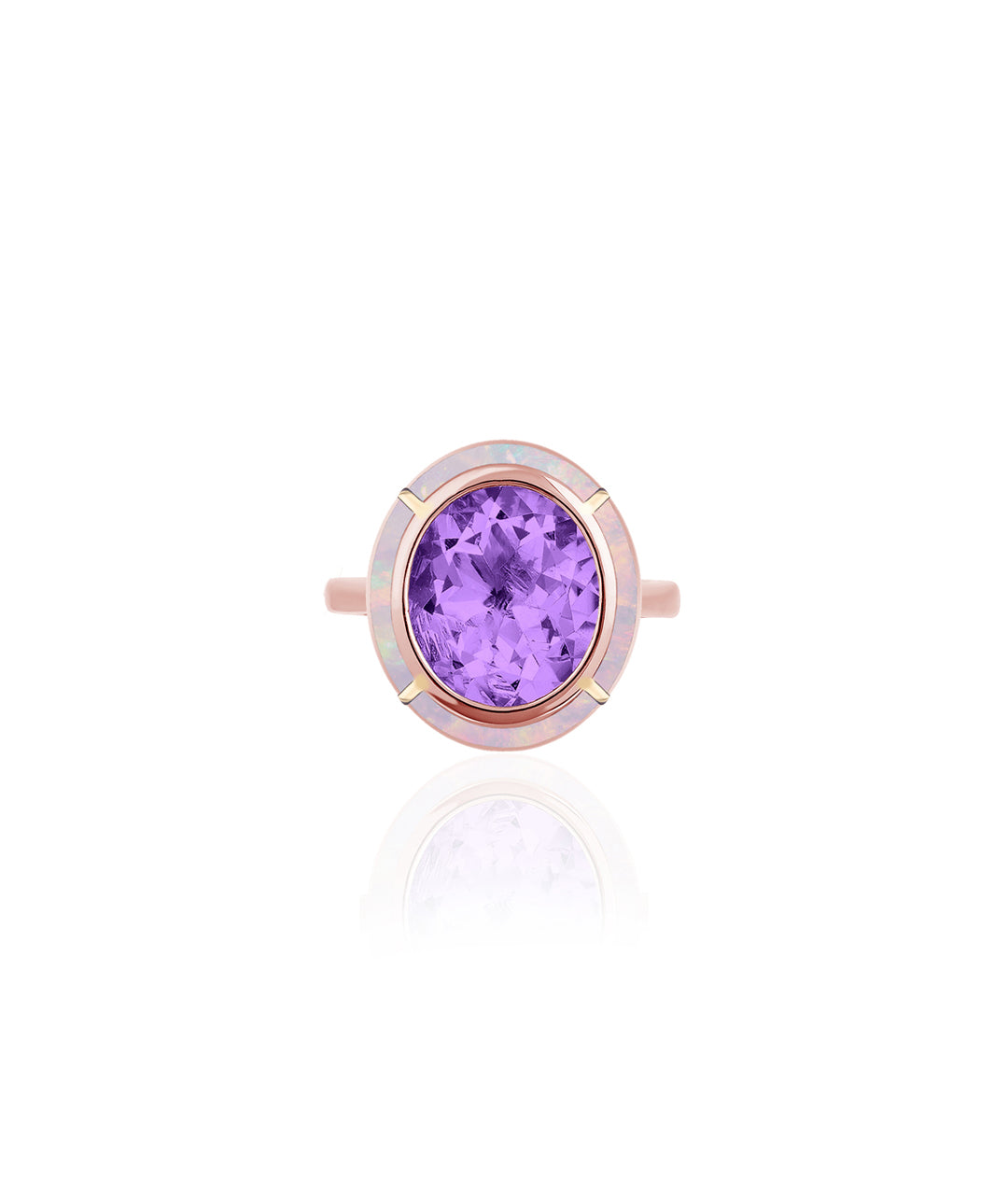 Rose gold-Amethyst with Pink Opal