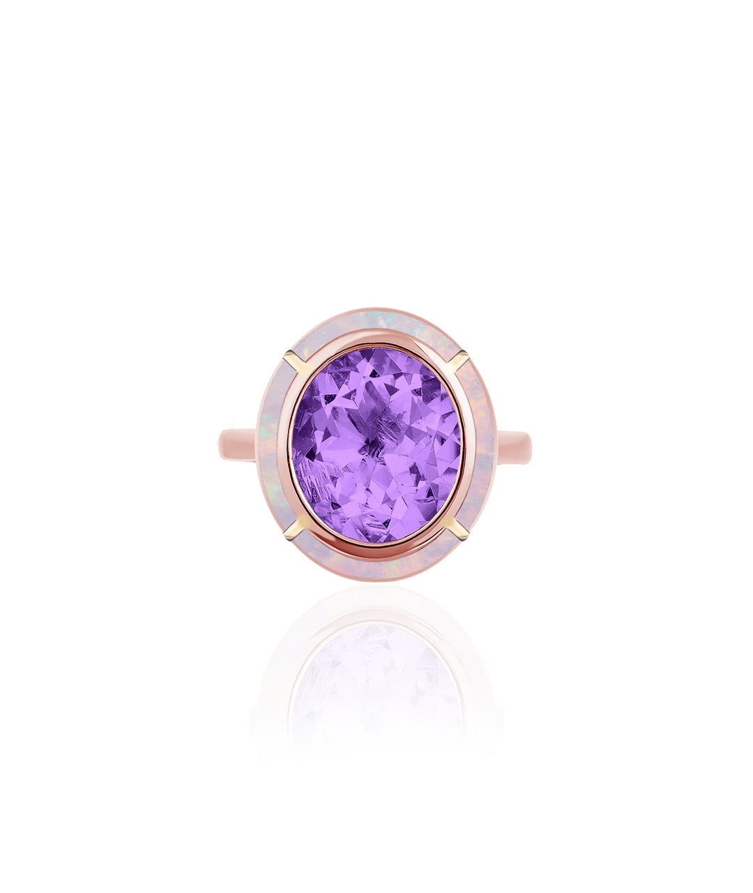 Rose gold-Amethyst with Pink Opal