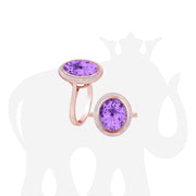 Light Amethyst & Pink Opal Inlay Oval Ring