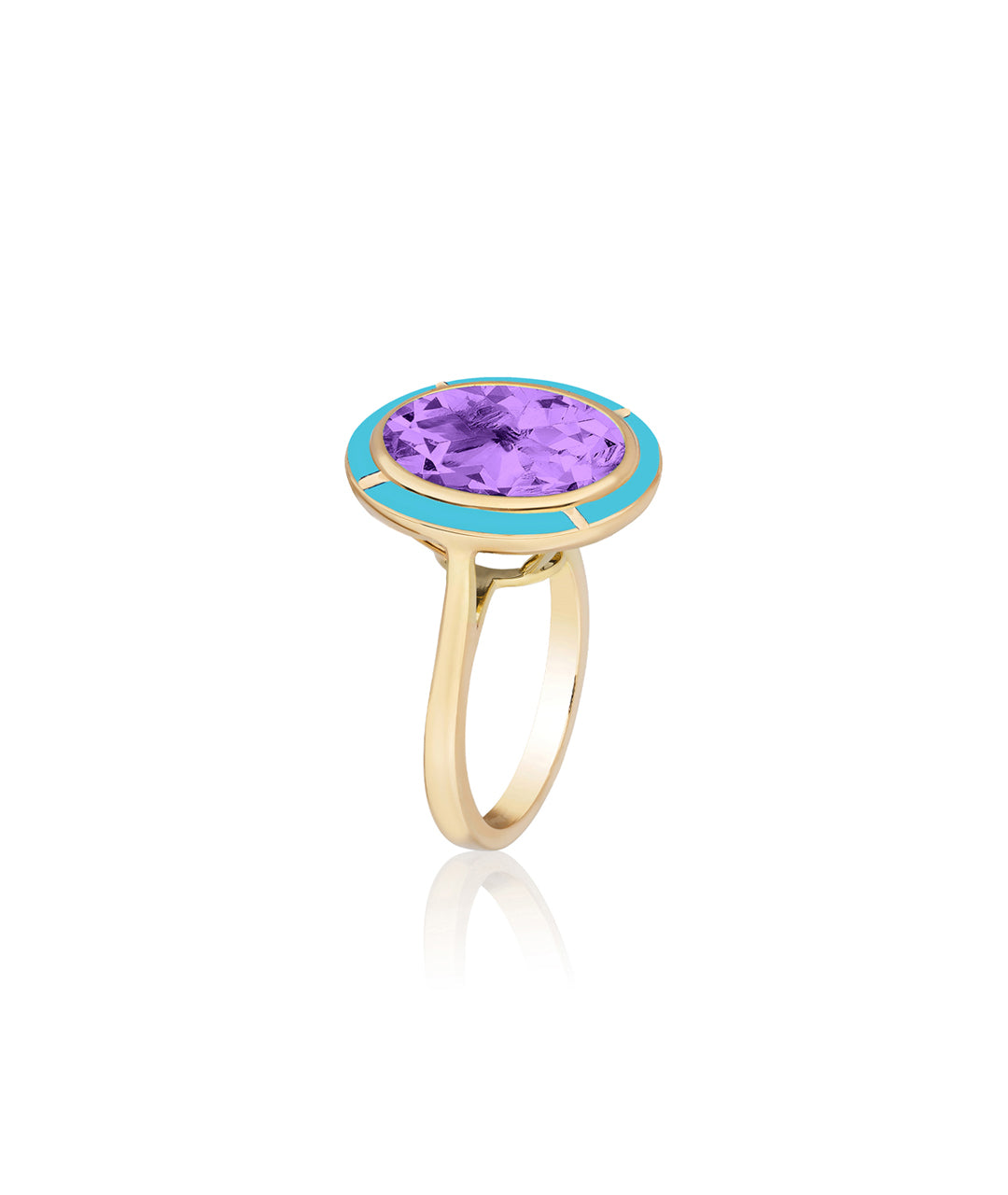 Yellow gold-Amethyst with Turquoise
