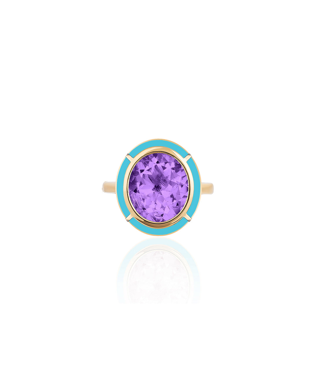 Yellow gold-Amethyst with Turquoise
