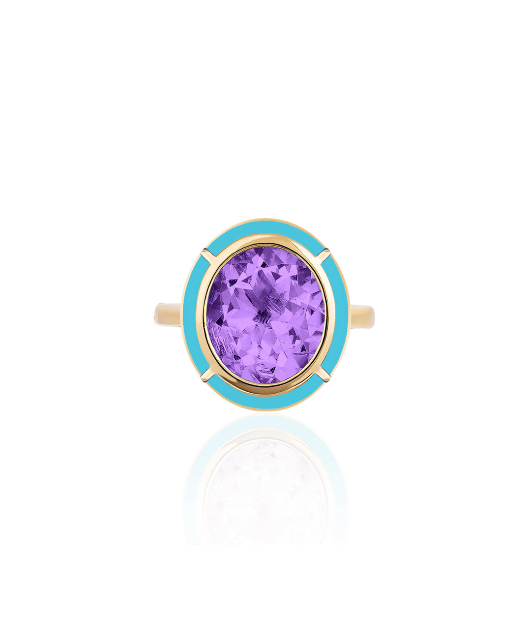 Yellow gold-Amethyst with Turquoise