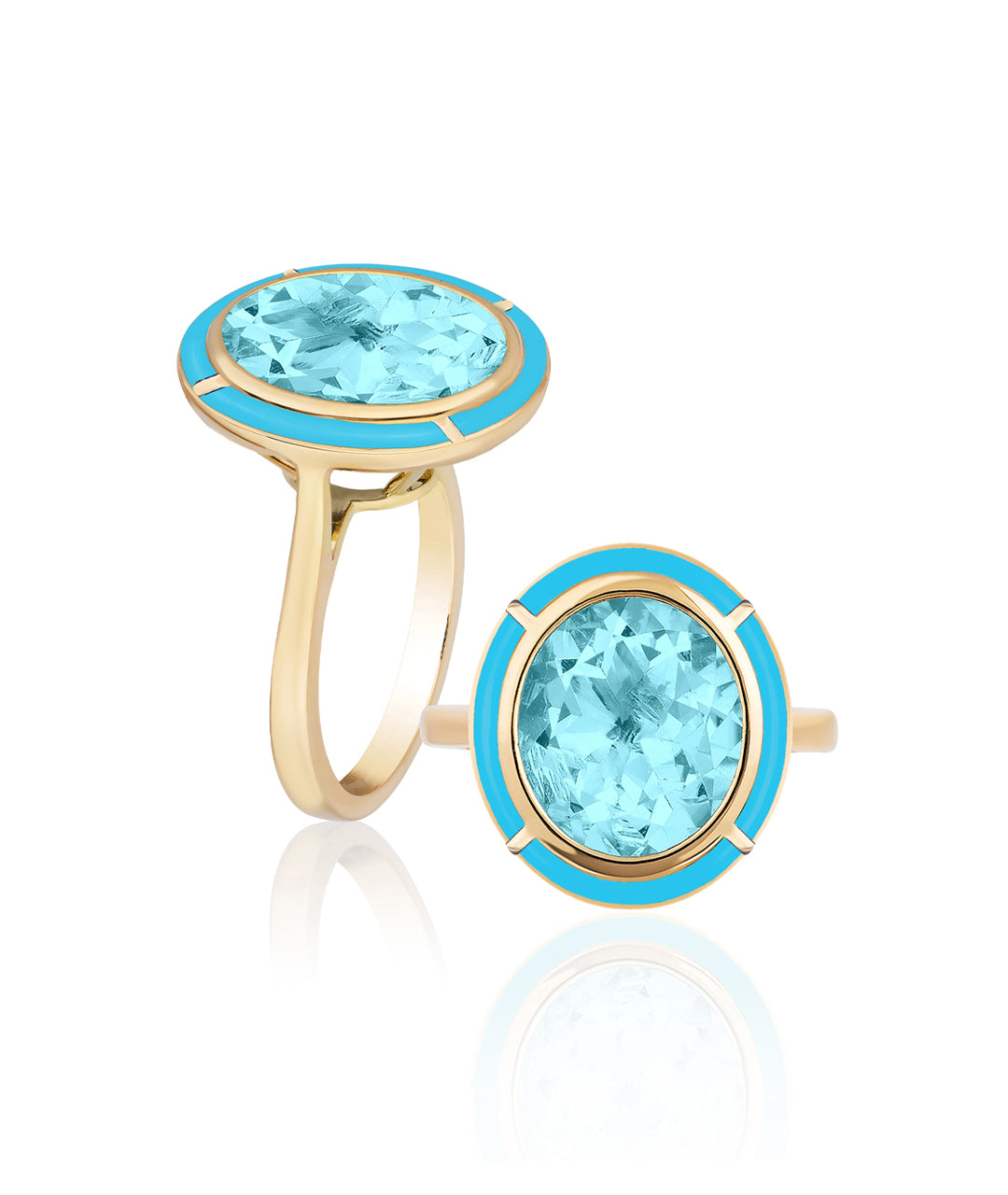 Yellow gold-Blue Topaz with Turquoise