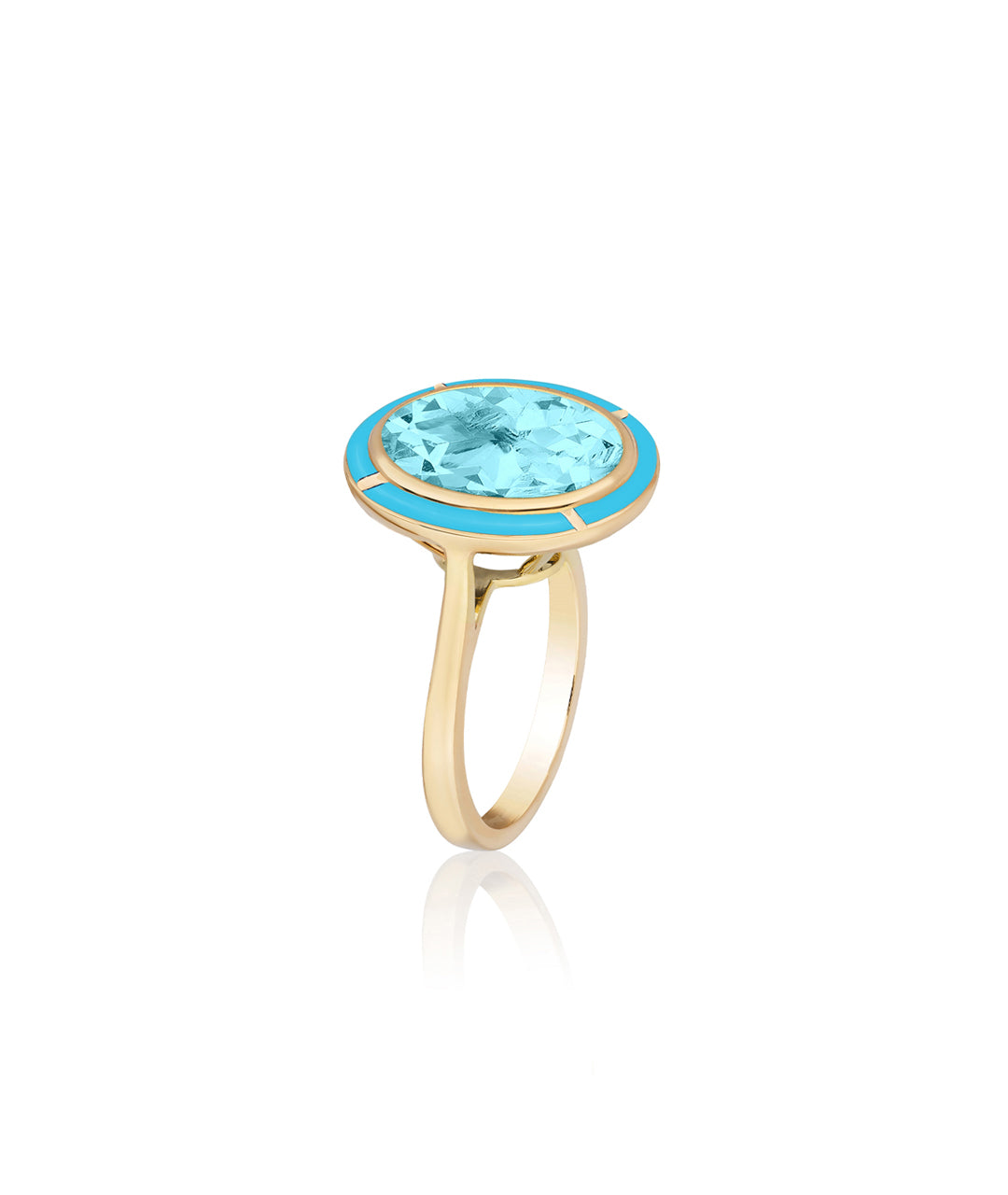 Yellow gold-Blue Topaz with Turquoise