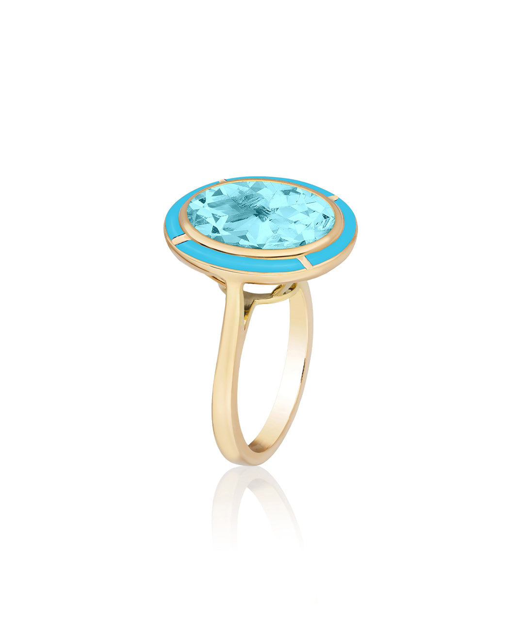 Yellow gold-Blue Topaz with Turquoise