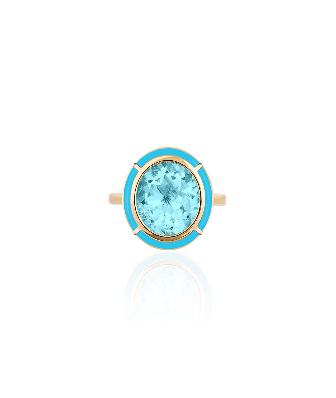 Yellow gold-Blue Topaz with Turquoise
