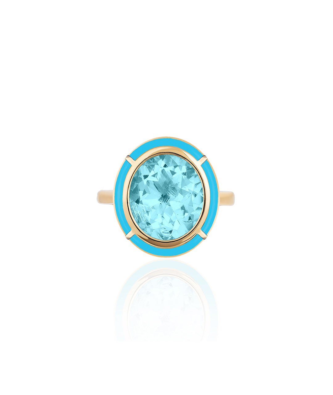 Yellow gold-Blue Topaz with Turquoise