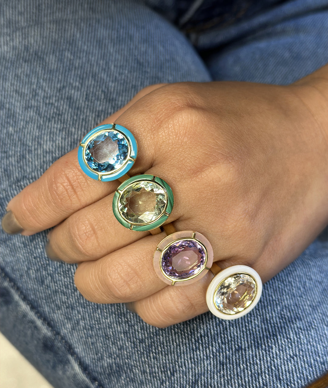 Rose gold-Amethyst with Pink Opal