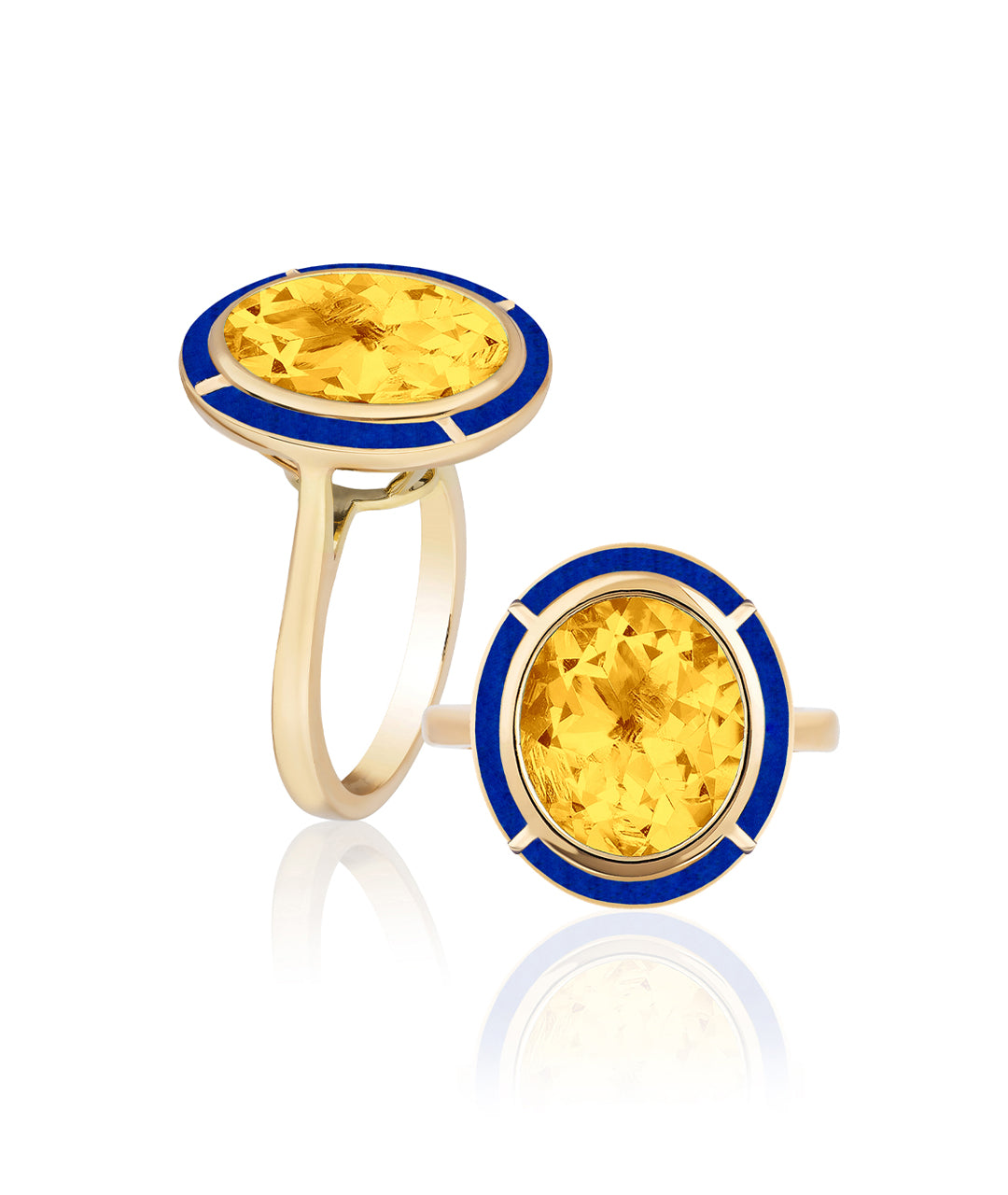 Yellow gold-Citrine with Lapis