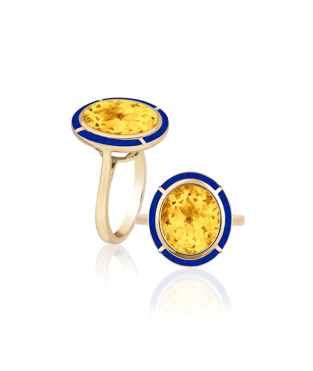 Yellow gold-Citrine with Lapis
