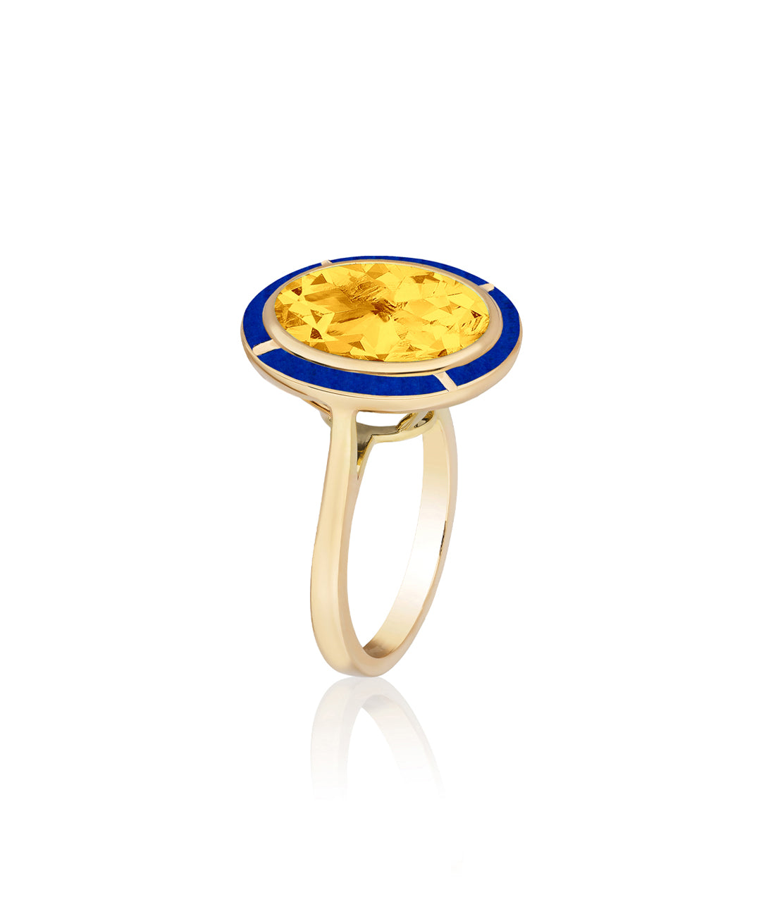 Yellow gold-Citrine with Lapis