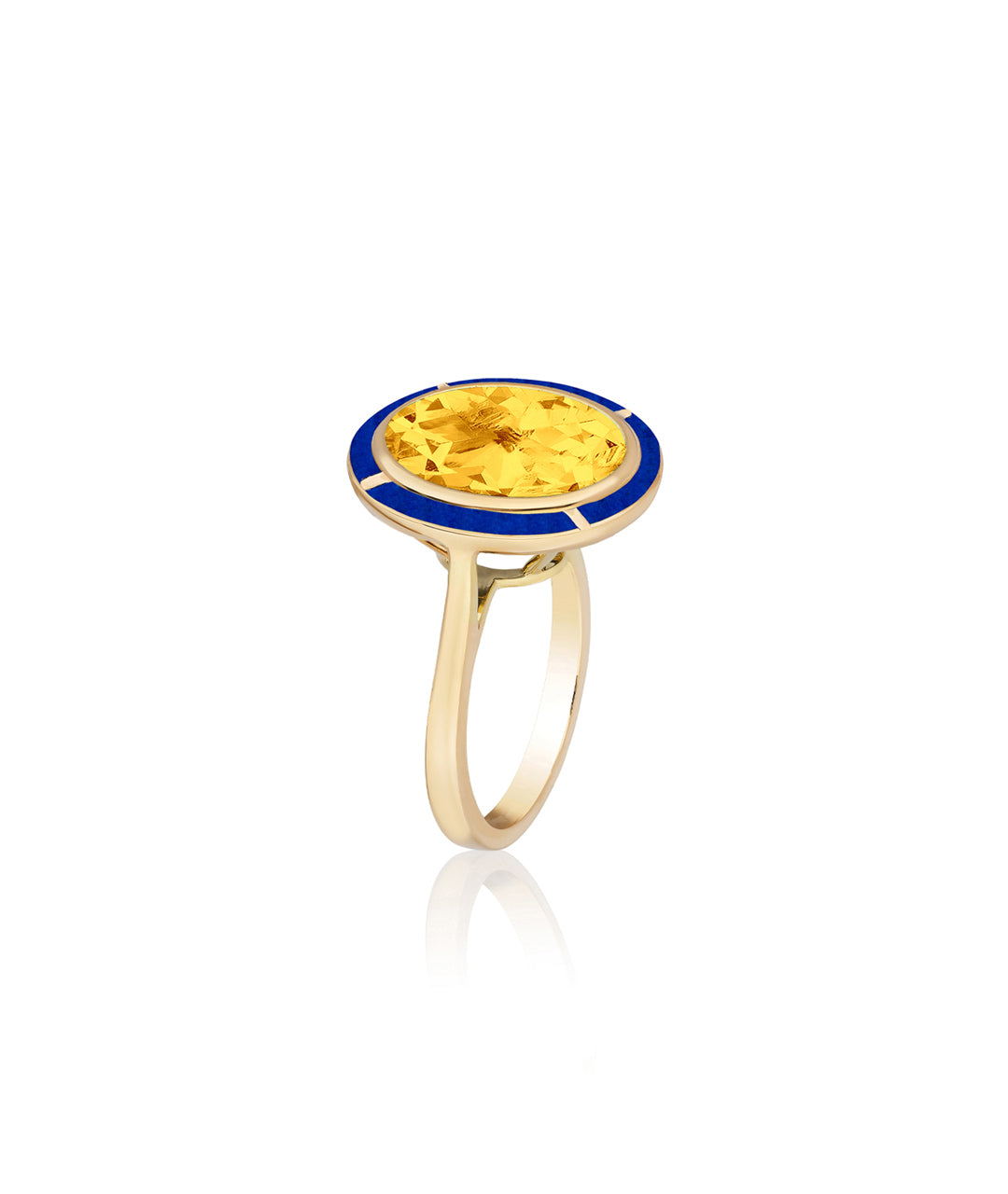 Yellow gold-Citrine with Lapis