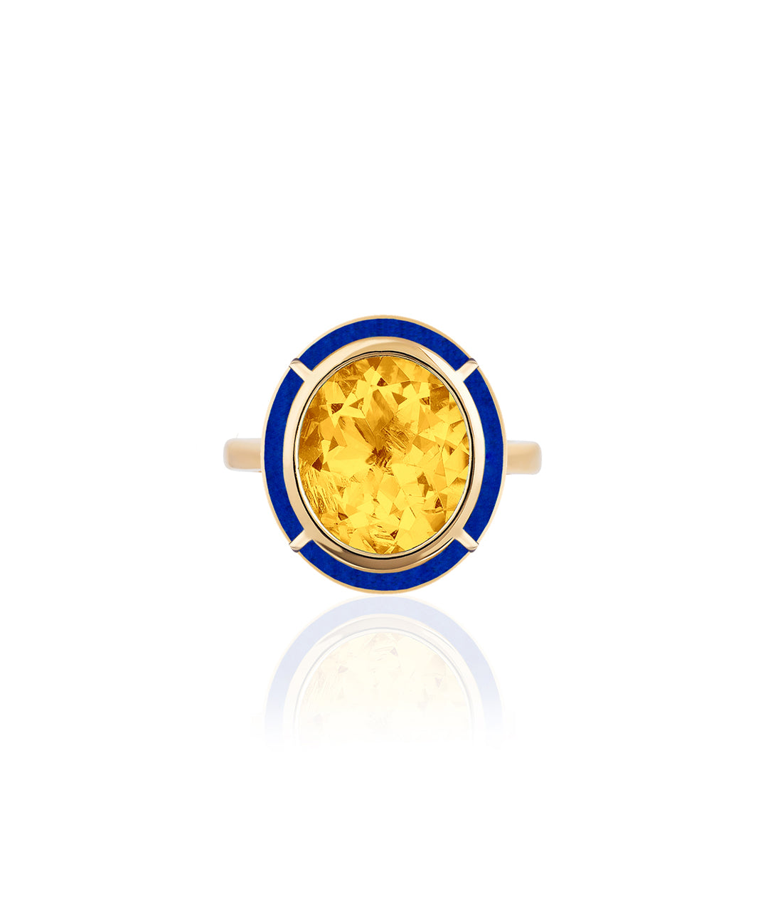 Yellow gold-Citrine with Lapis