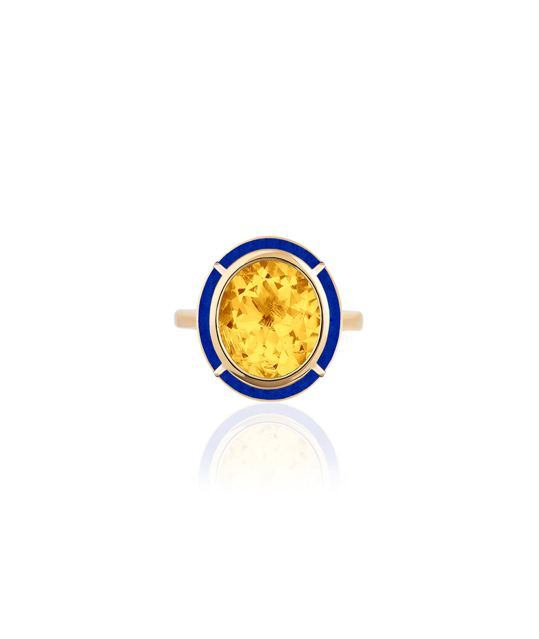 Yellow gold-Citrine with Lapis