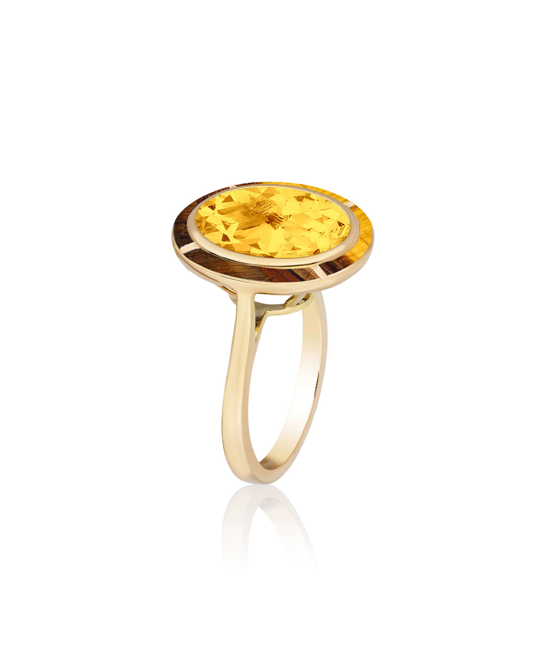 Yellow gold-Citrine with Tiger Eye