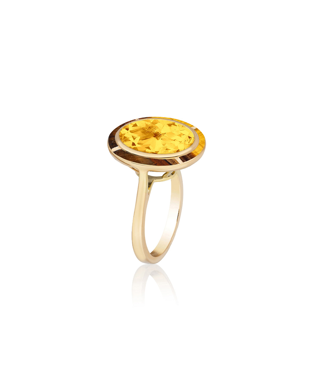 Yellow gold-Citrine with Tiger Eye
