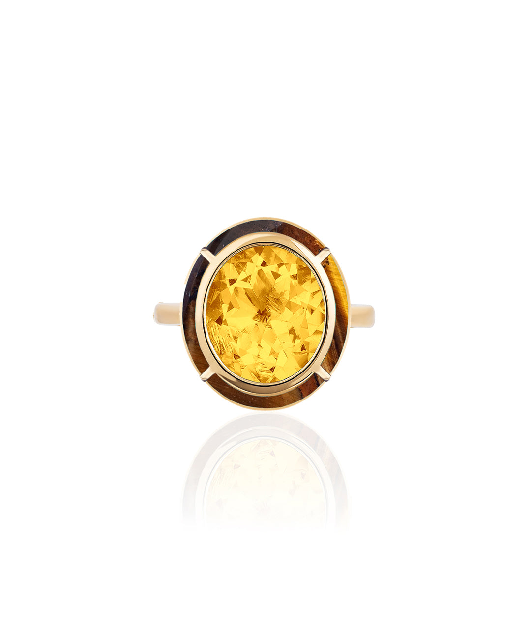Yellow gold-Citrine with Tiger Eye