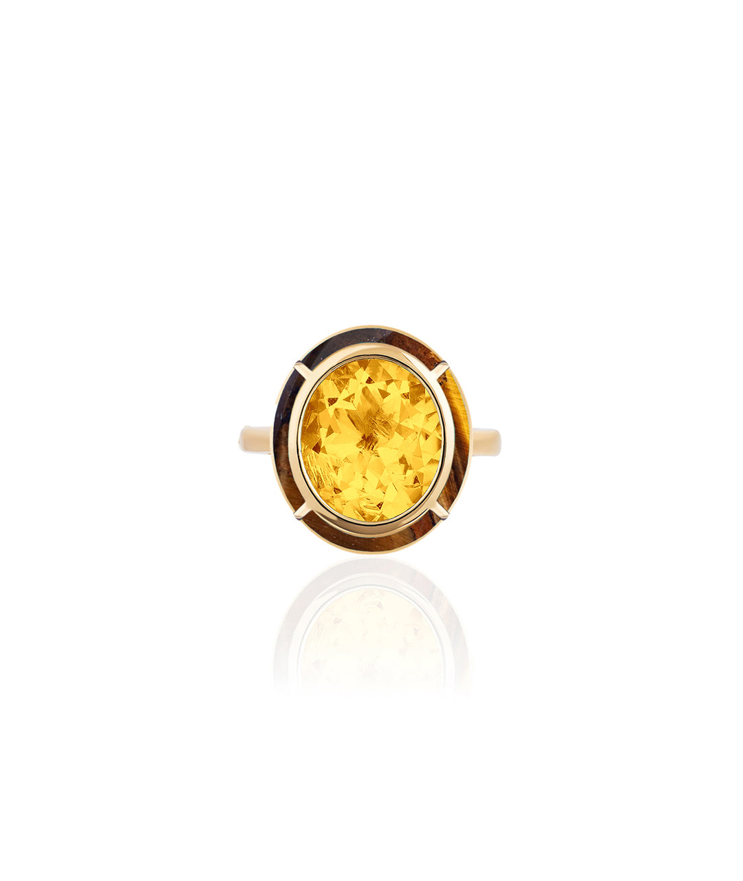 Yellow gold-Citrine with Tiger Eye