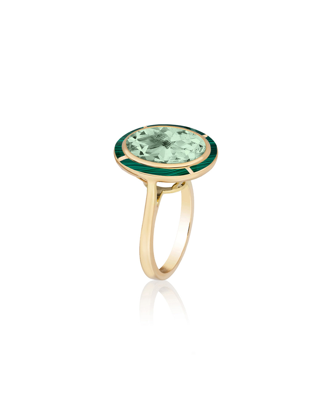 Yellow gold-Prasiolite with Malachite