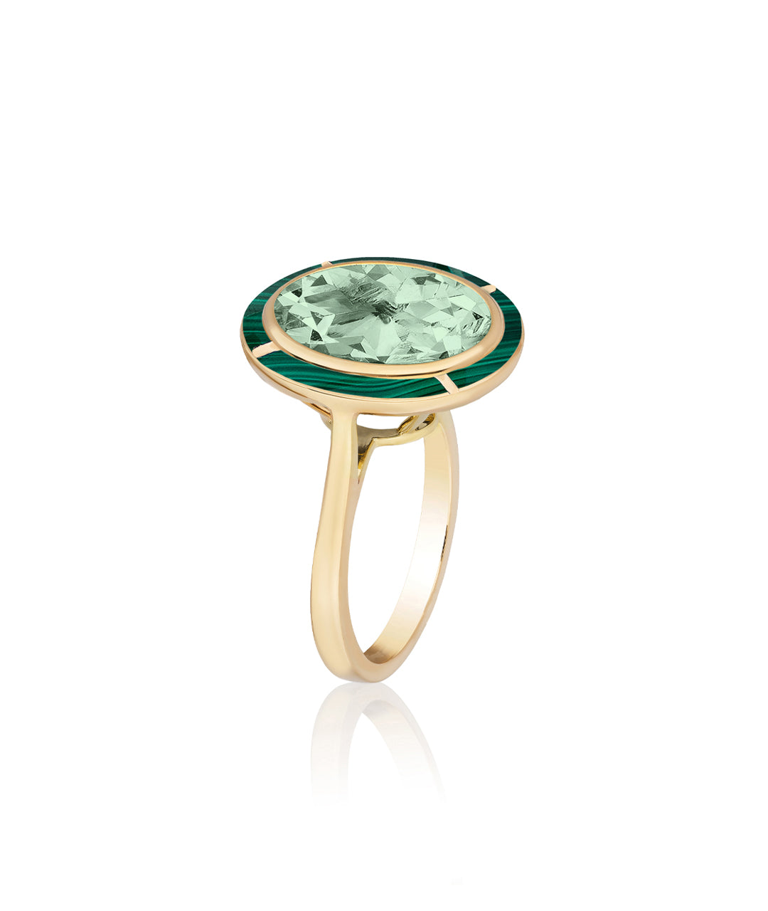 Yellow gold-Prasiolite with Malachite