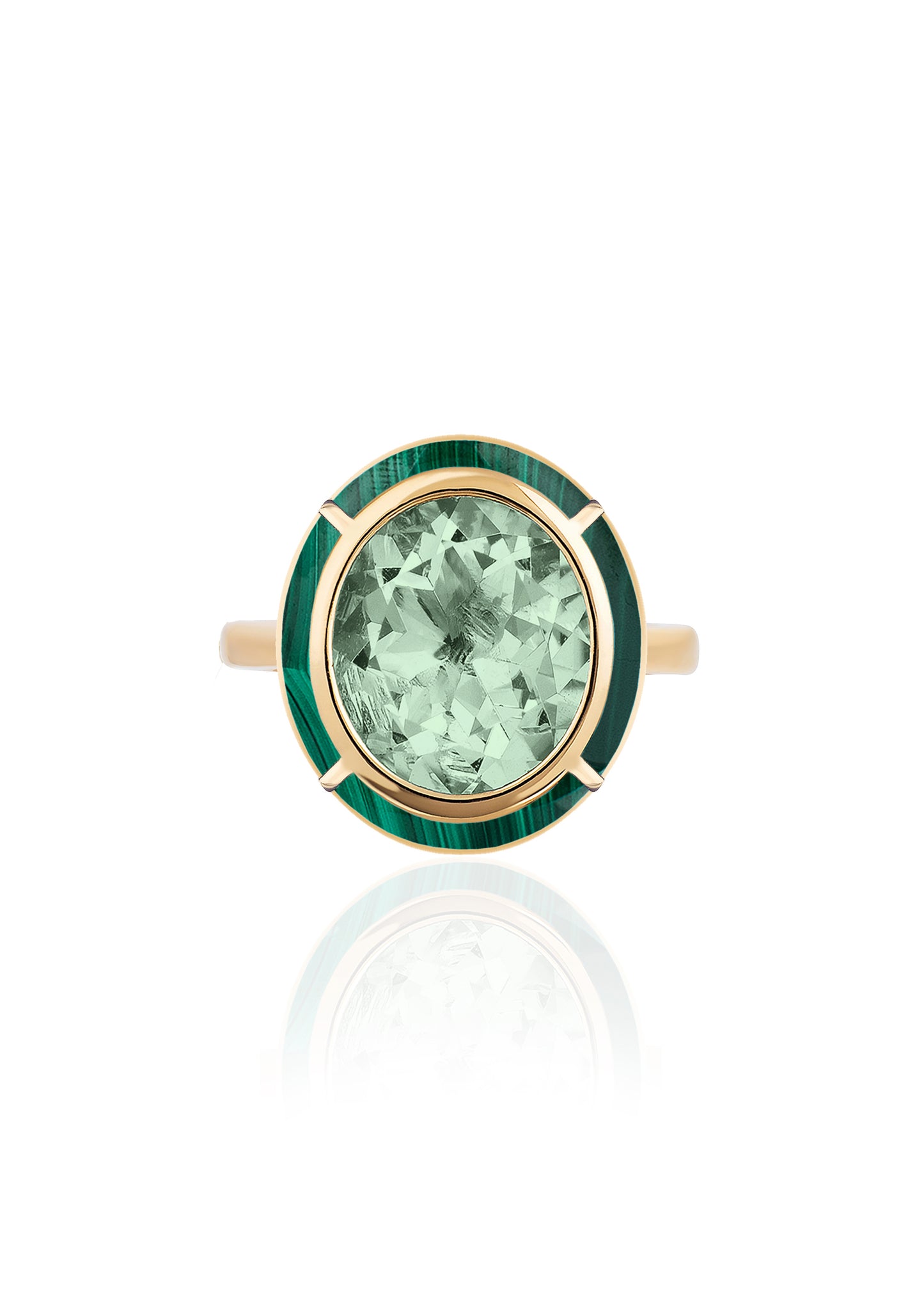 Prasiolite with Malachite