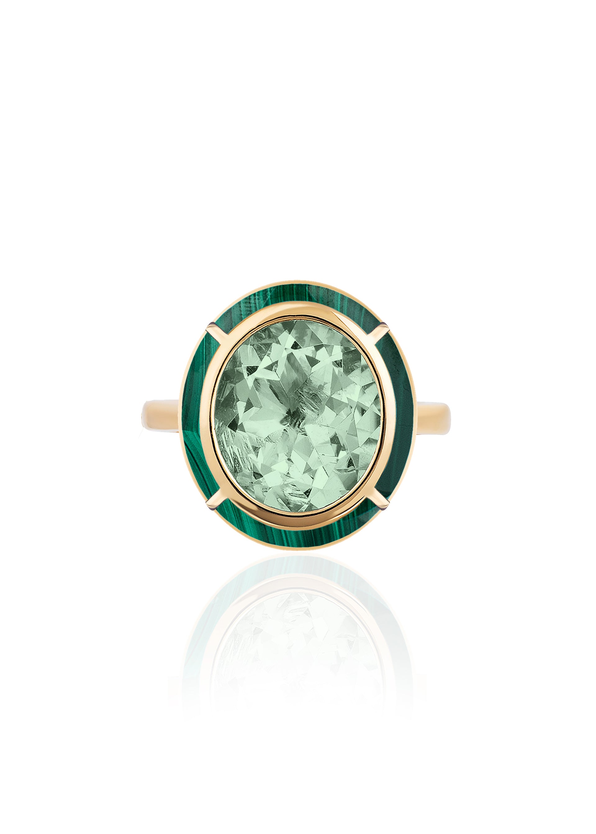 Prasiolite with Malachite