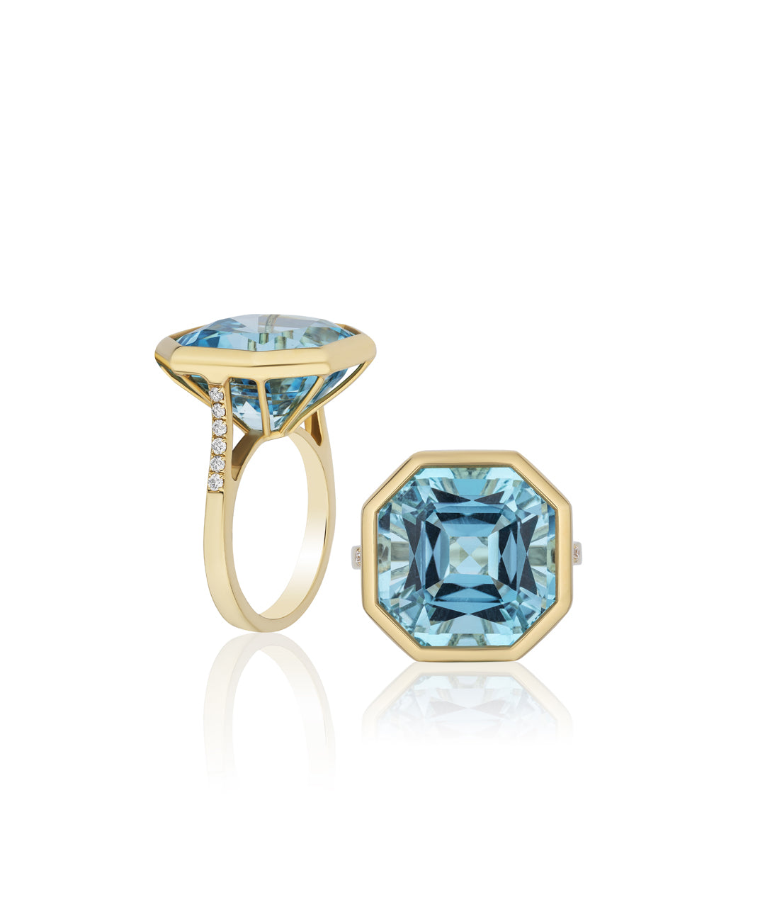 Yellow gold-Blue Topaz