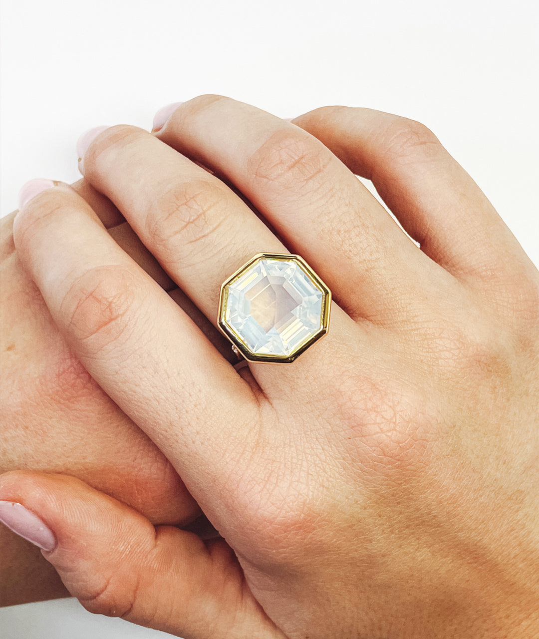 Yellow gold-Moon Quartz