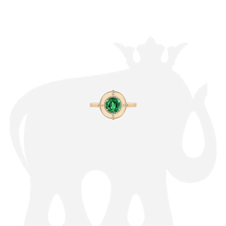 Round Cut Emerald Ring with Diamonds