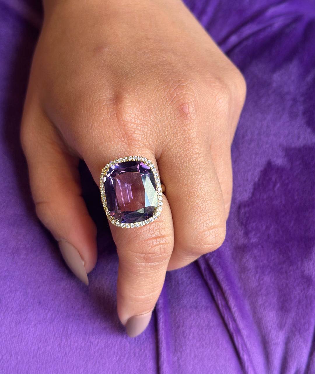 Yellow gold-Amethyst