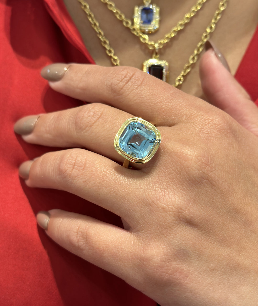 Yellow gold-Blue Topaz