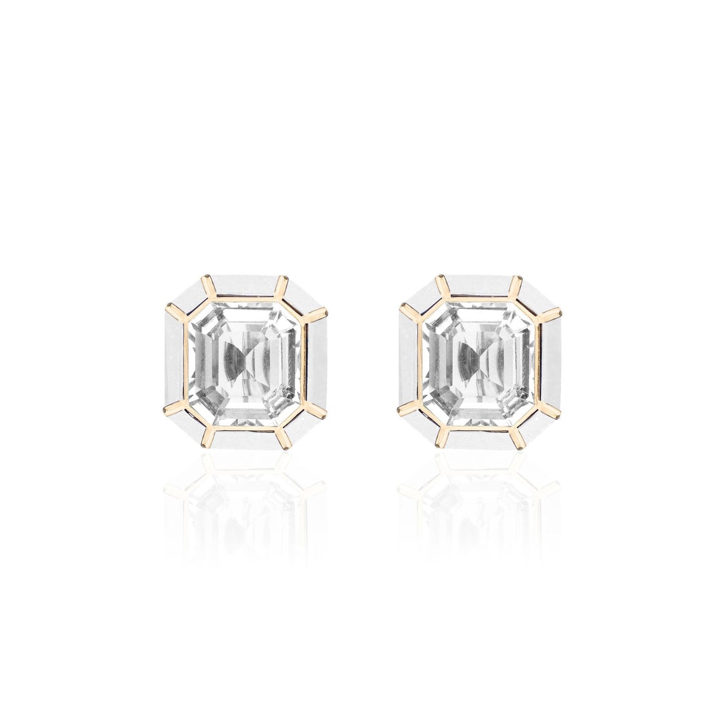 Yellow gold-Rock Crystal with White Agate
