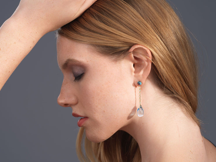 Long Drop Earrings with Diamonds