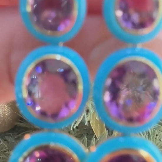 Yellow gold-Amethyst with Turquoise