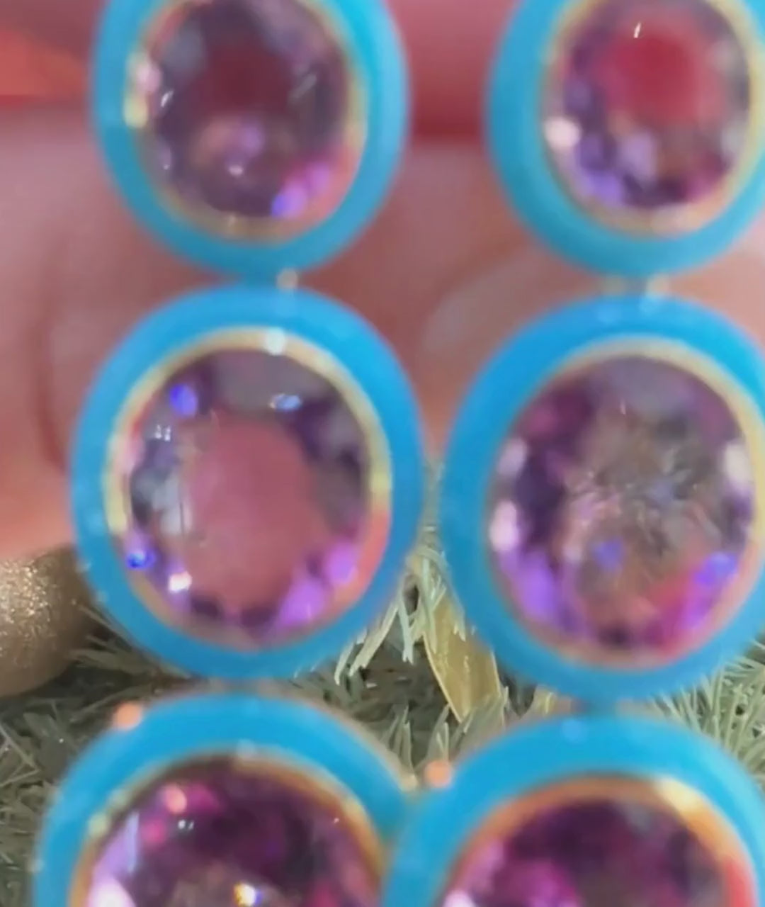 Yellow gold-Amethyst with Turquoise