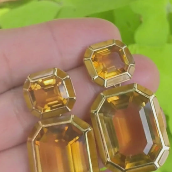 Yellow gold-Citrine with Tiger Eye