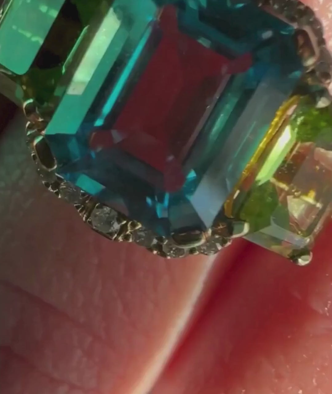 Blue Topaz with Peridot