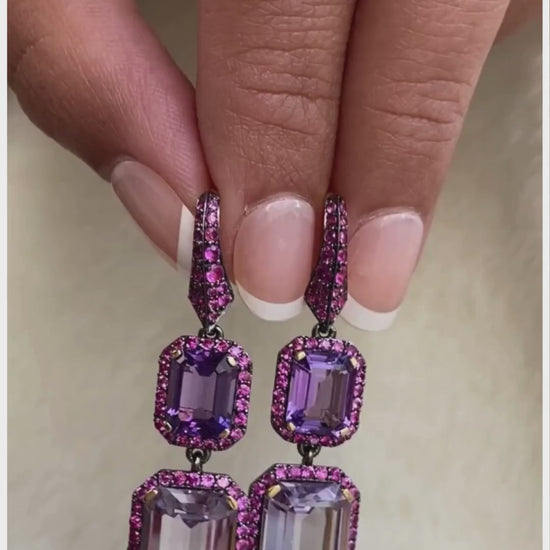 Yellow gold-Amethyst with Lavender Amethyst & Pink Sapphire