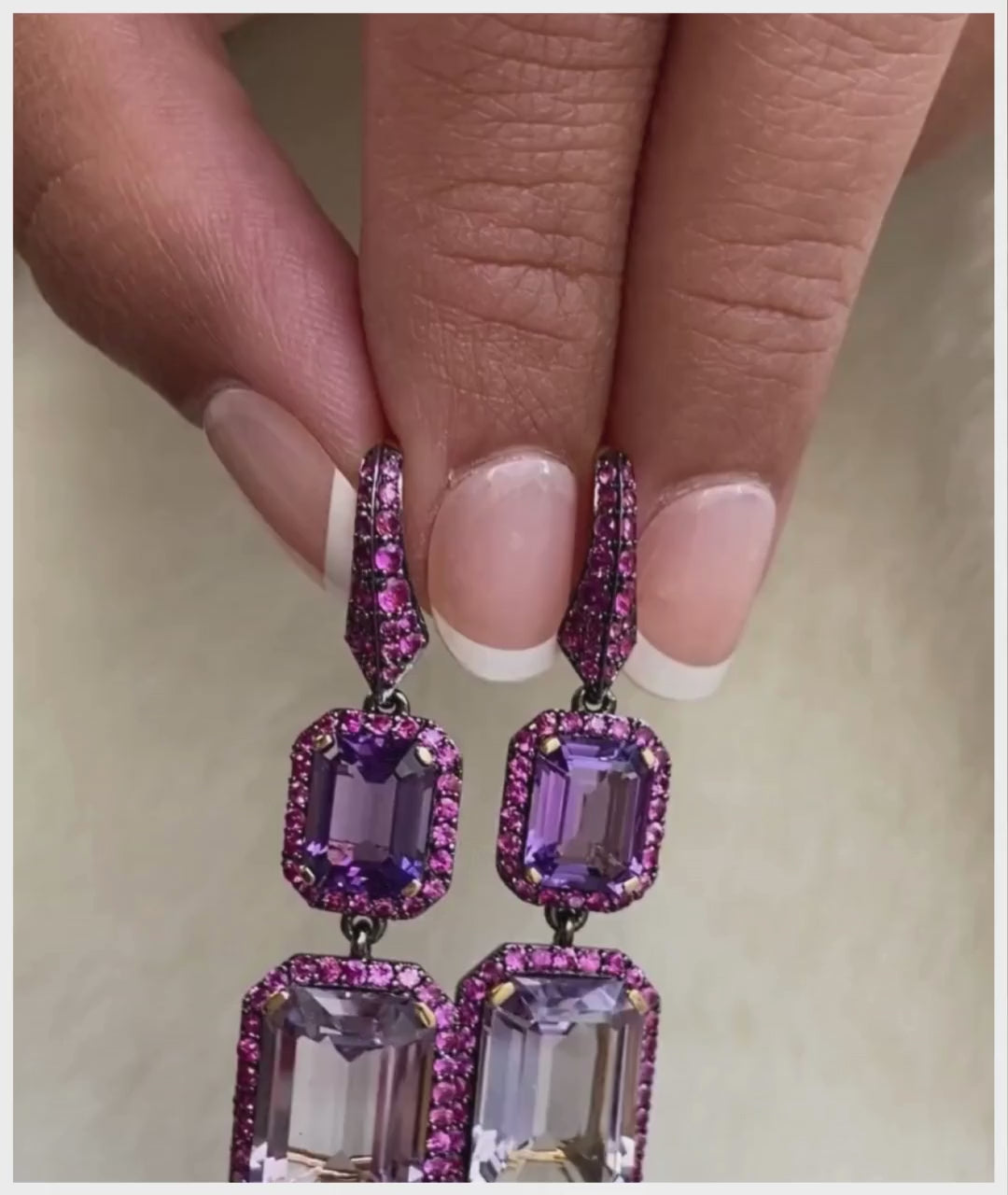 Yellow gold-Amethyst with Lavender Amethyst & Pink Sapphire