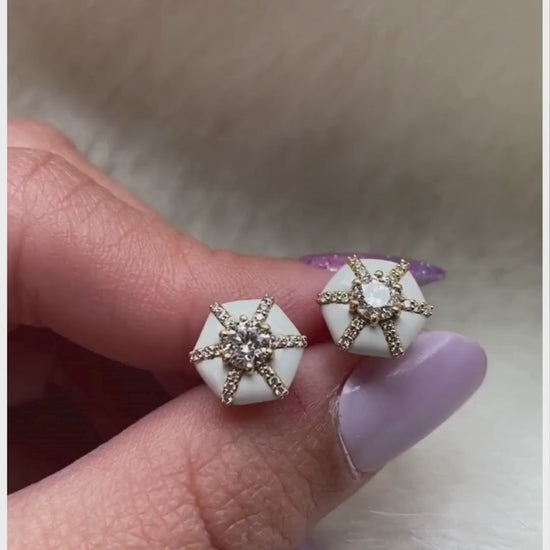 Yellow gold-Diamond with White Enamel