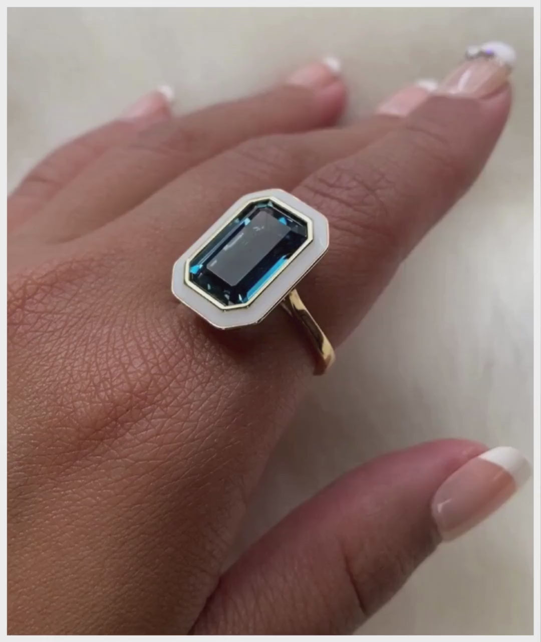 London Blue Topaz with White Enamel